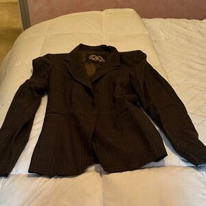 Luciano Barbera Dark Brown Checkered Blazer